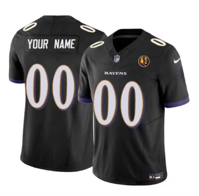 Men's Baltimore Ravens Active Player Custom Black 2023 F.U.S.E. With John Madden Patch Vapor Limited Jersey